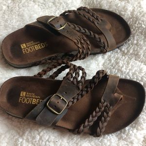 White Mountain Footbeds Brown Leather Womens Sandals Size 8